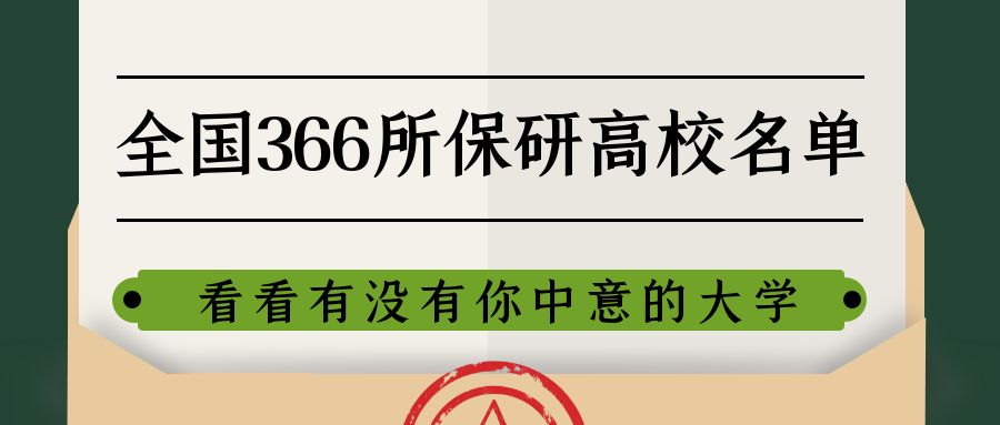 全国366所保研高校完整名单，考上这些大学，